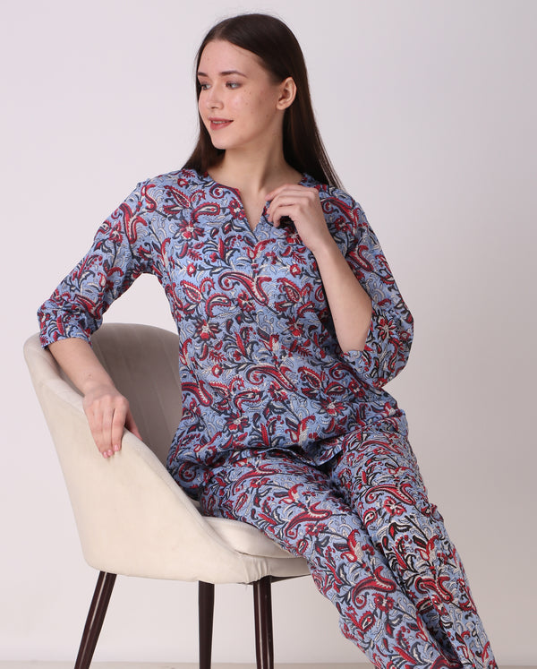 Cotton-Paisley Night suit/Pyjama Set