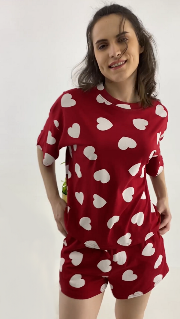Heartful Shorts Set