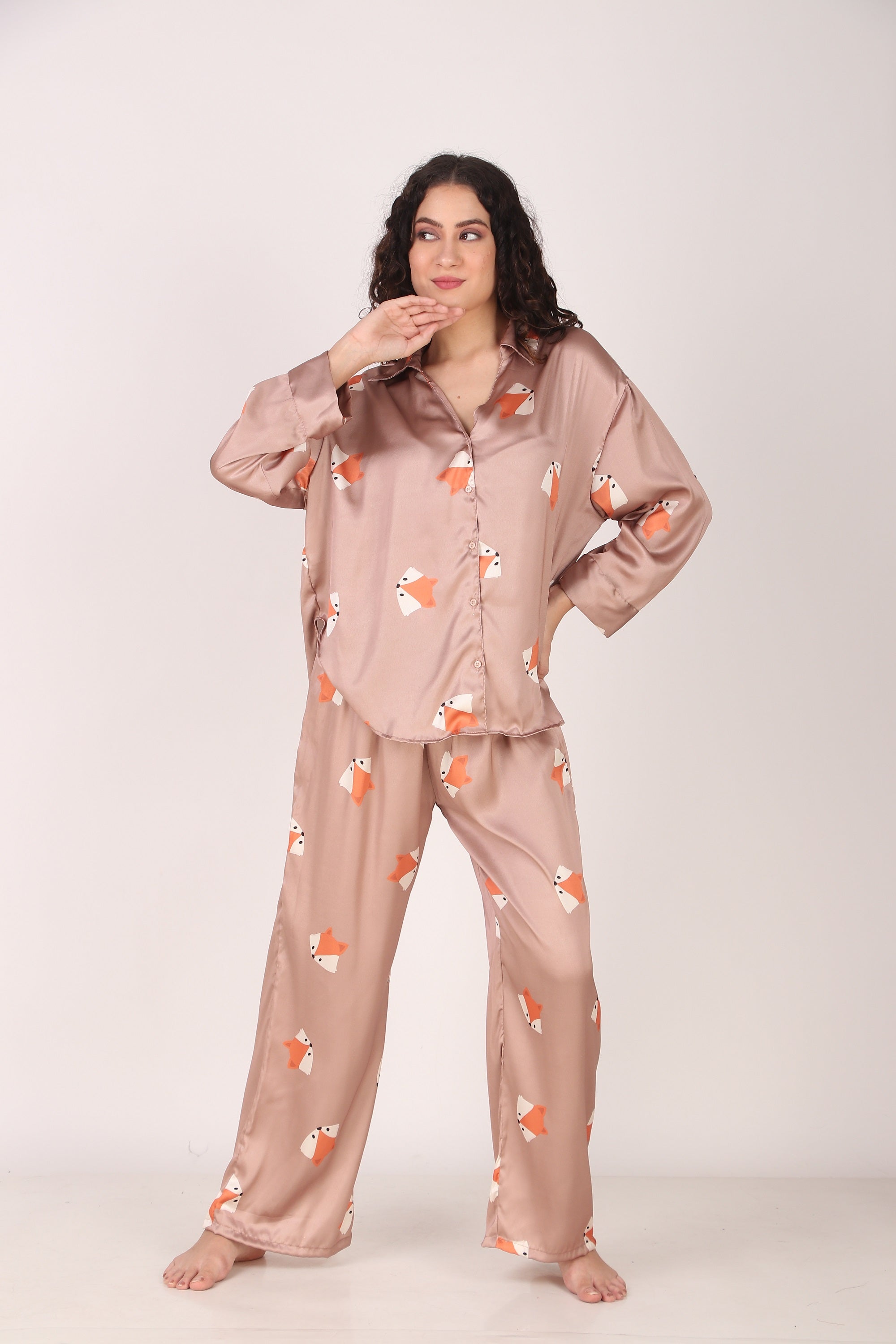 Mr. Fox Oversized Satin PJ Set