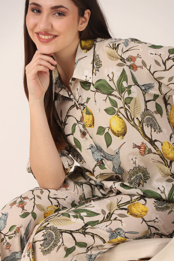 Cotton Kingfisher Birds PJ Set