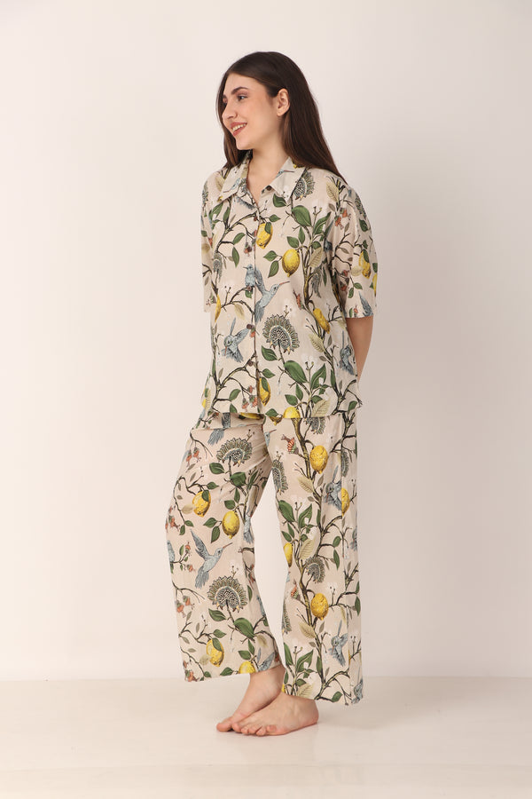 Cotton Kingfisher Birds PJ Set