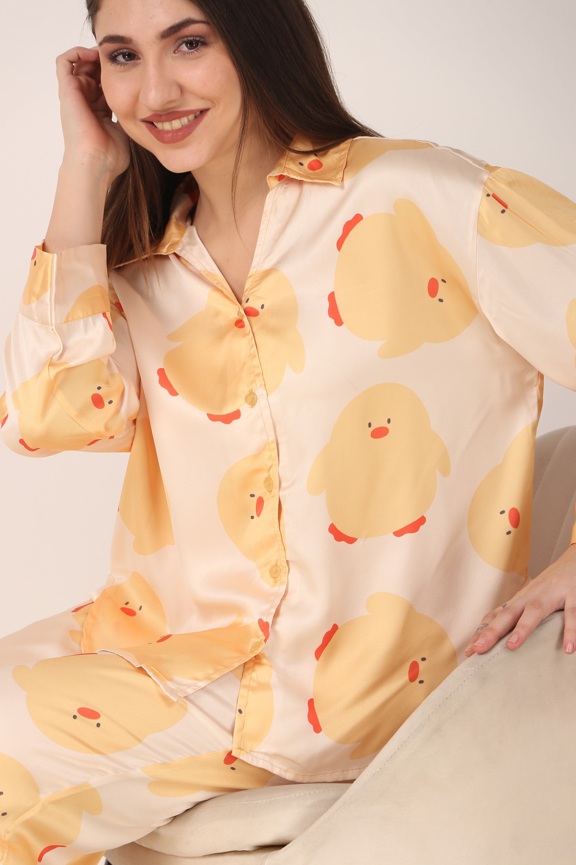 Ducky Oversized Satin PJ Set