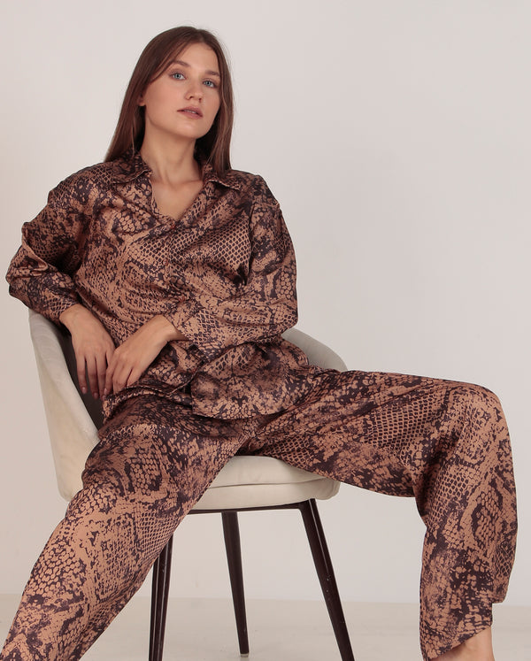 Snake Oversized Satin PJ Set
