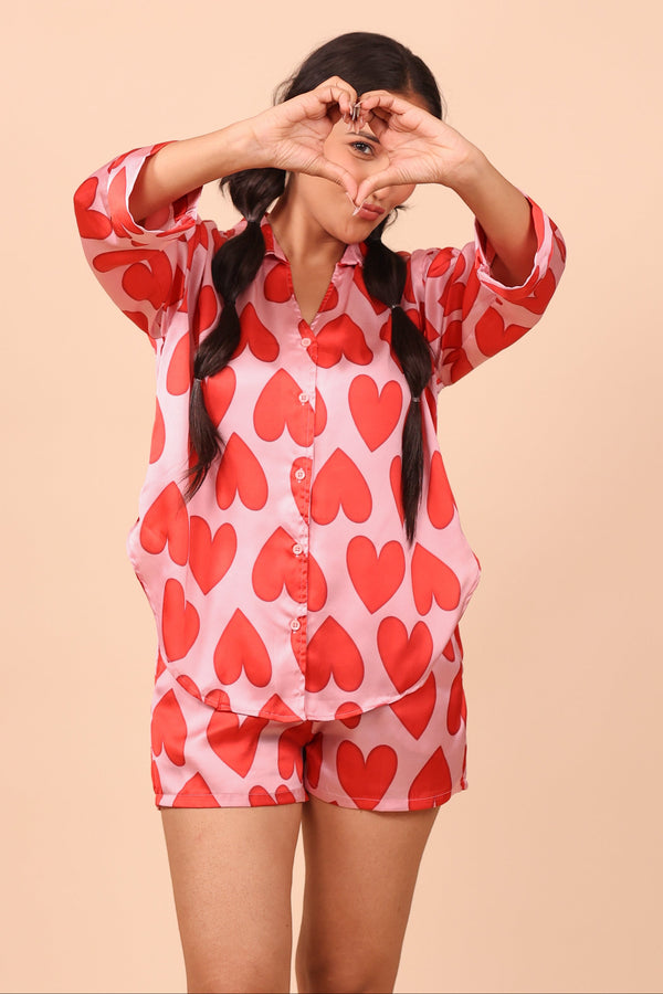 All Hearts Oversized Shorts Set