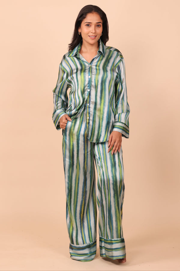 Lime Lines Wide Leg PJ Set
