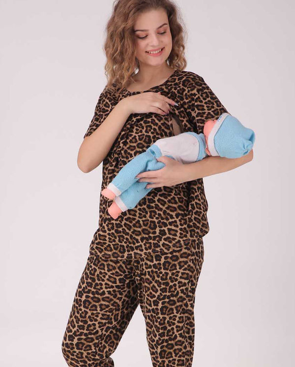 Cheetah Maternity/Nursing Pj Set