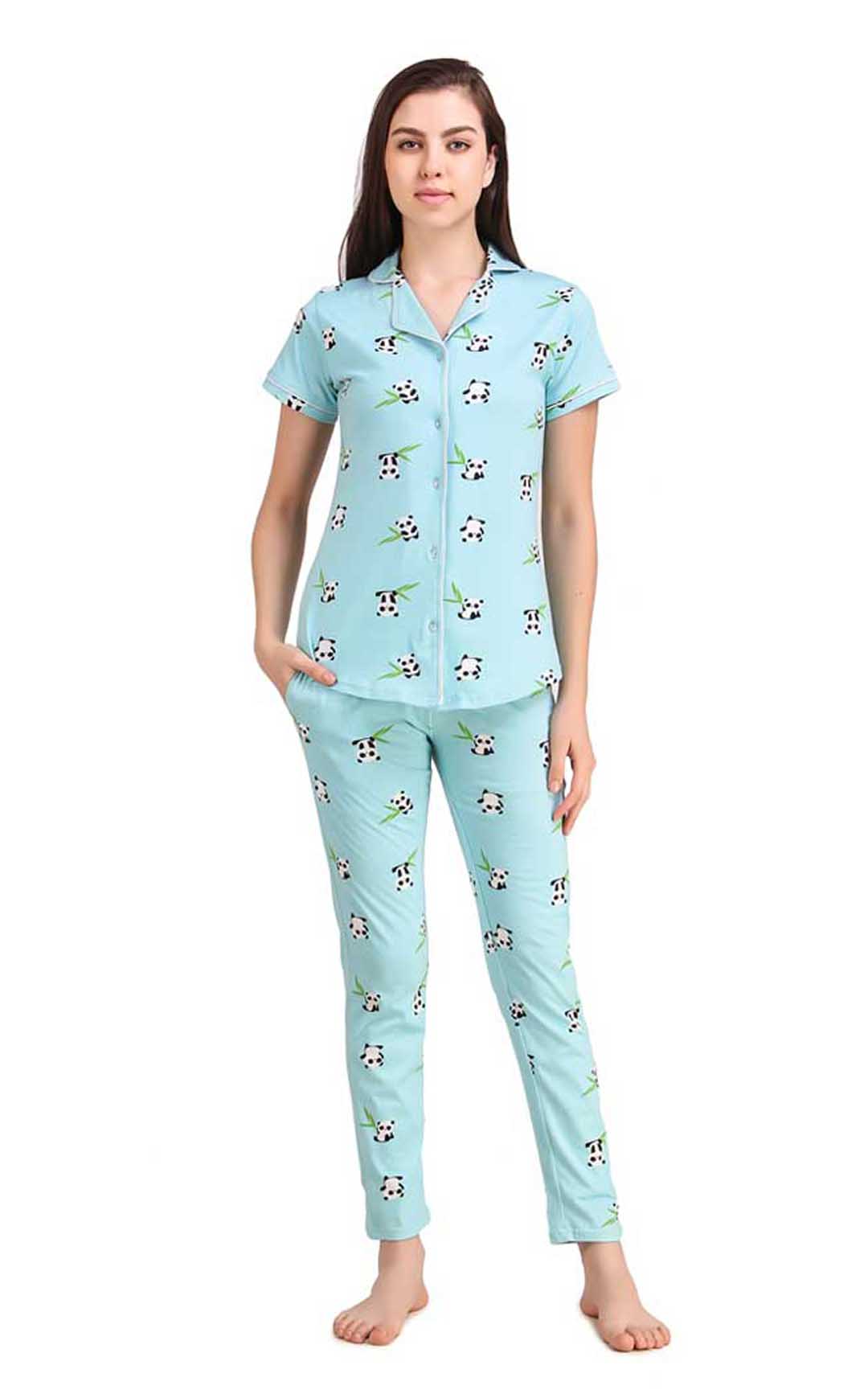 Cotton Night Suit Panda Print – Masha Sleepwear